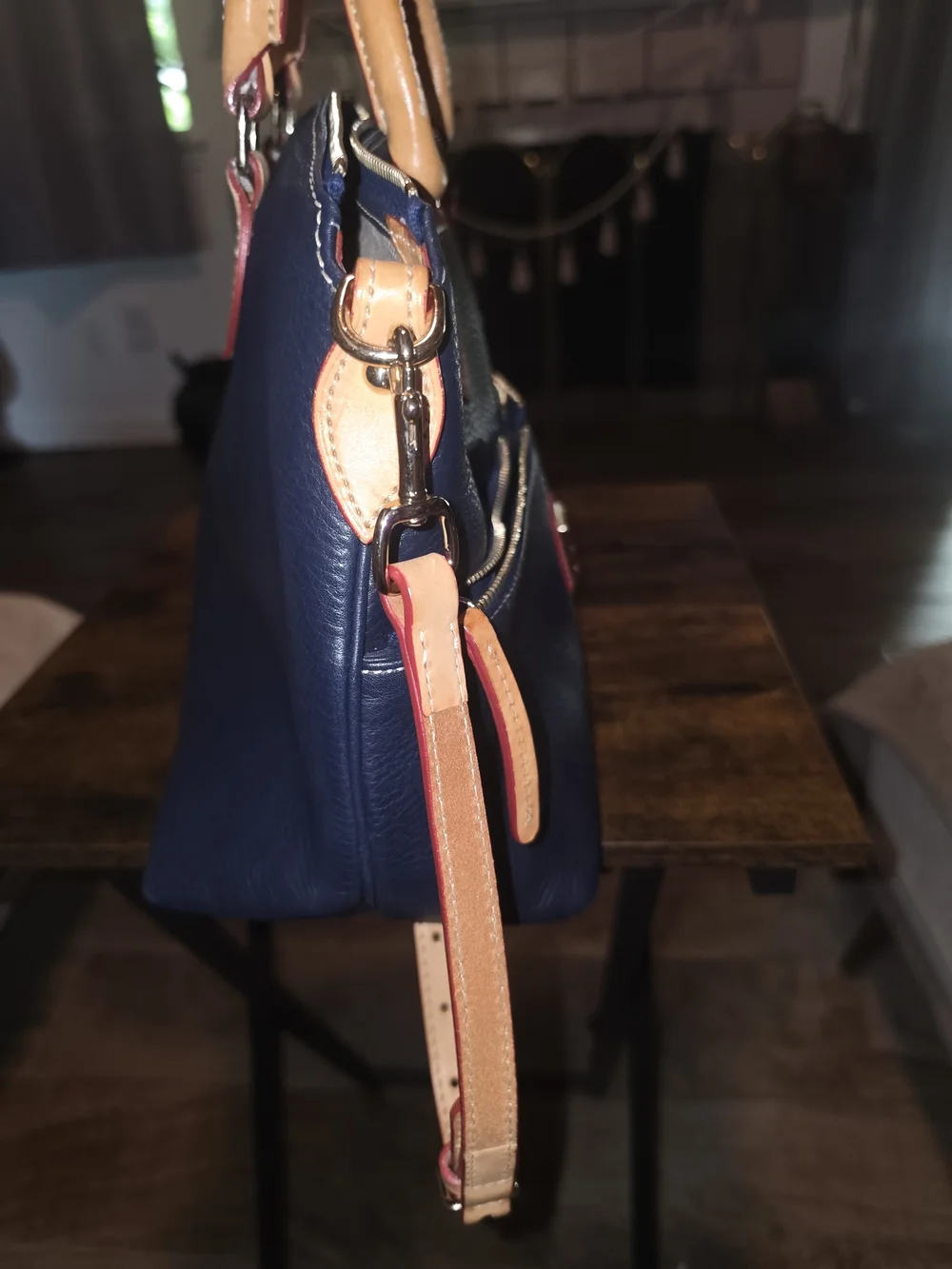 Dooney & Bourke Navy Pebble Grain Leather Satchel Crossbody